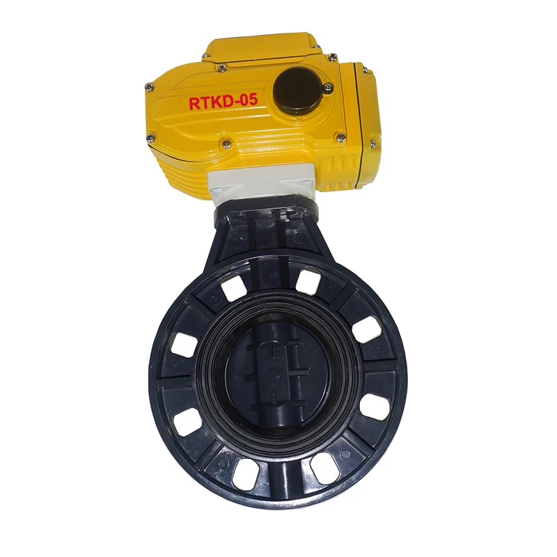 AC220V AC24V DC24V 4-20mA actuator UPVC Plastic PVC electric auto butterfly valve