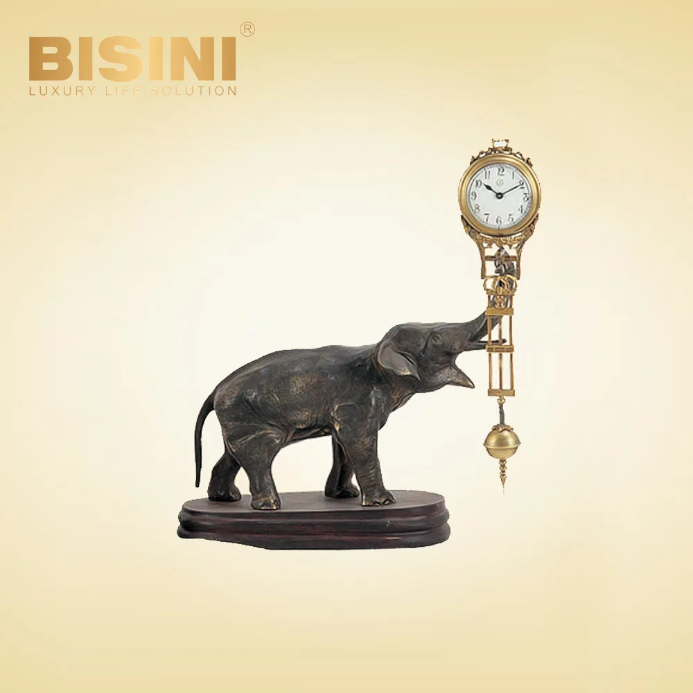 Hollow watch head Arts crafts pendulum clock The elephant sculpture swinging clock Fine Creative Household clock