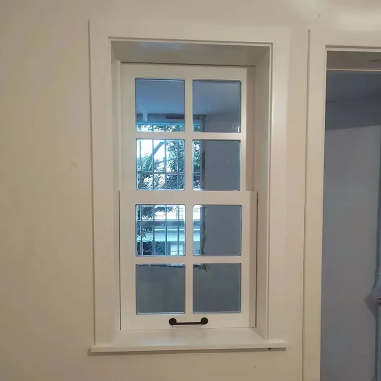 High Quality Double Lowe Glass UPVC Windows Grill Energy-Saving Single Hung Window