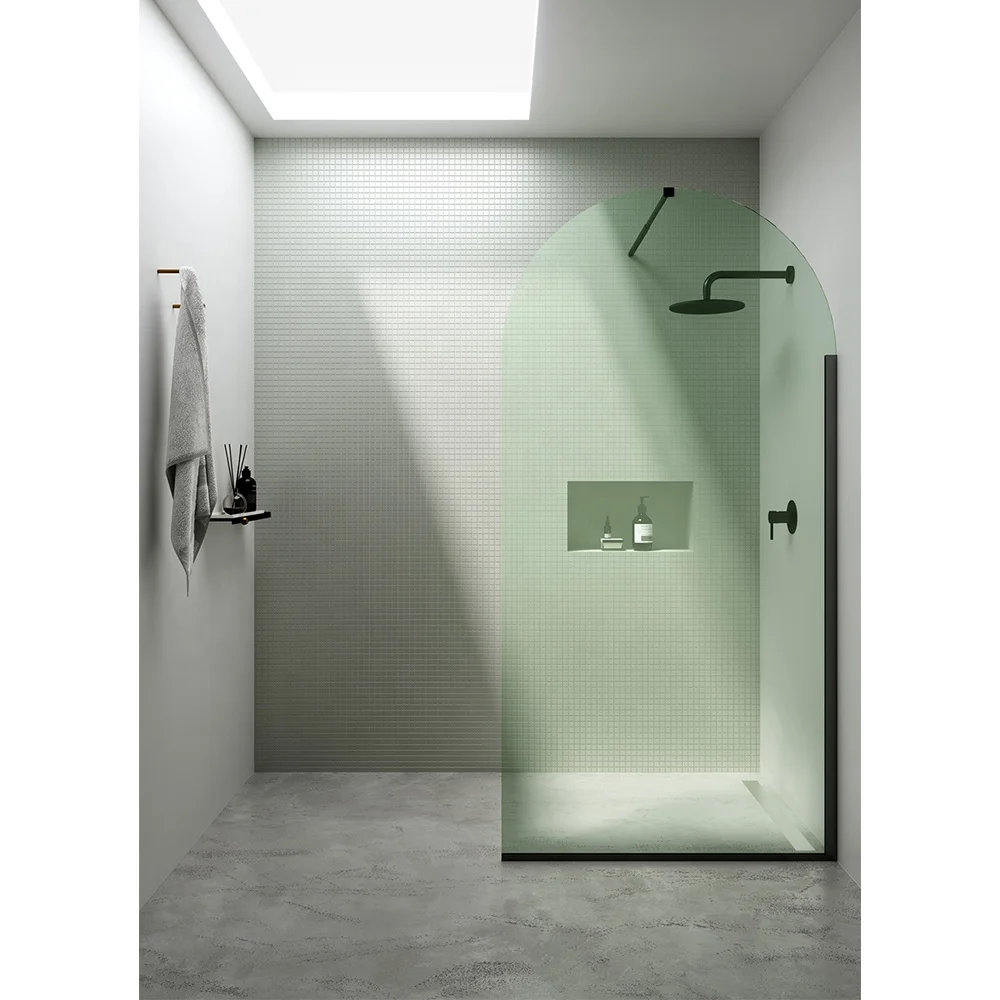 Latest design frameless fixed glass shower panel prefabricated customized tempered glass shower wall panels