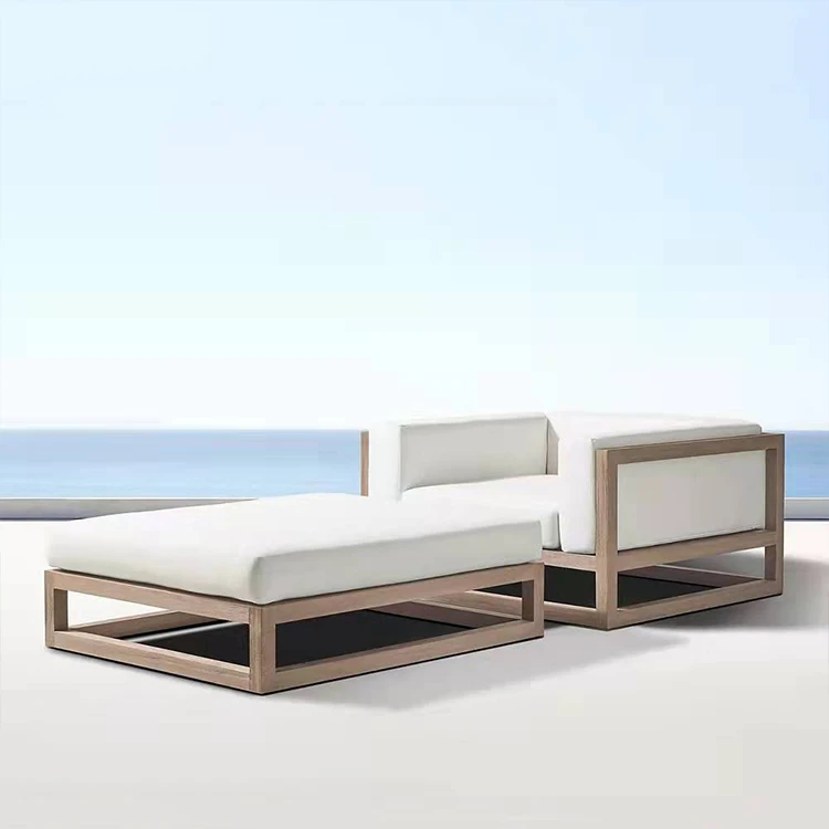 Modern outdoor terrace furniture wooden garden table hotel villa luxury teak sofa set