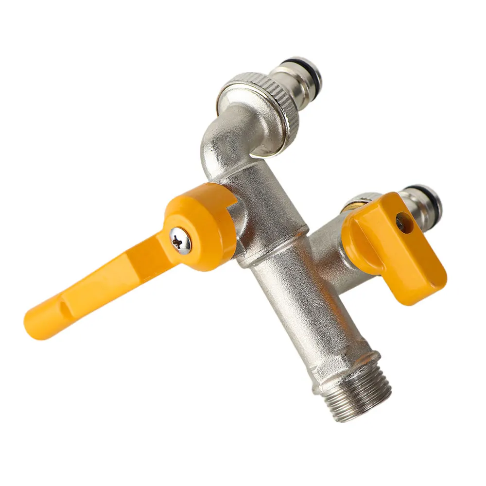 1/2' and 3/4' Aluminum handle double bibcock for washing machine water tap , Nickel plating Garden outdoor brass bibcock tap