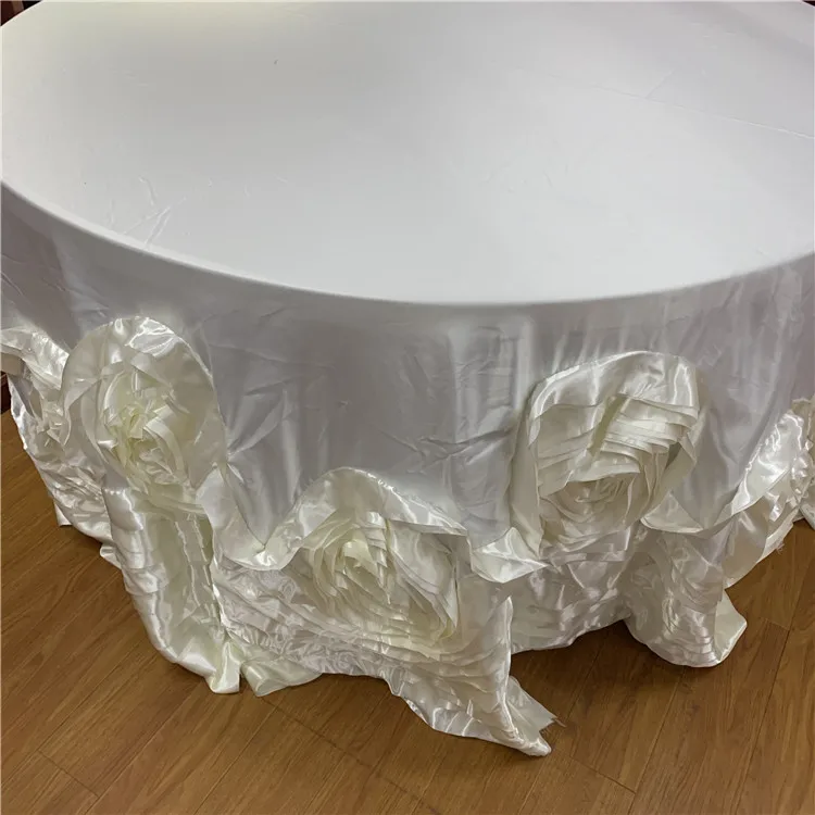 Luxury Round Table Decoration Banquet Wedding Embroidered Rosette Flower Tablecloth Table Cover