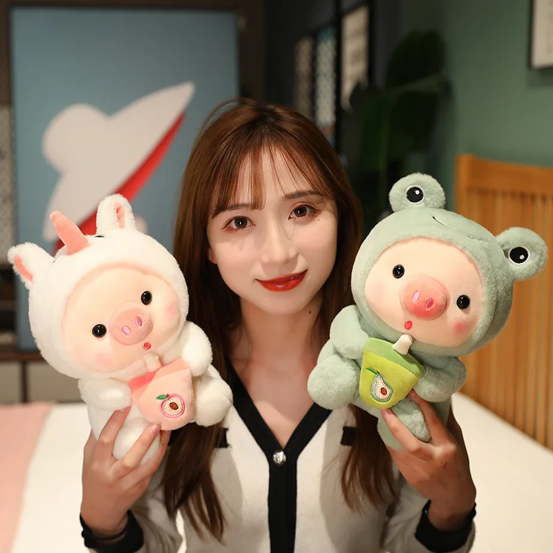 Cute stuffed & plush toy animal pig milk tea pillow pig doll rabbit doll soft lovely unicorn frog tirger plush toy for kids gift