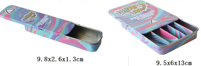 Slide Tin Box Packaging Resistant Custom Aluminum for Prerolls Tin Can Child Tobacco Ultra Tin Box Metal Square Black KP