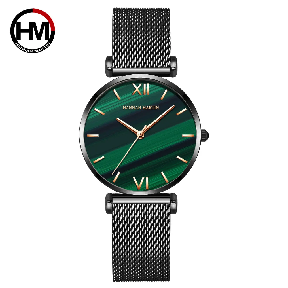 Hannah Martin HM1521 Elegant Silver Lady Quartz Watch Original Stainless Steel Waterproof Concise Leisure Luxury Fashion PC