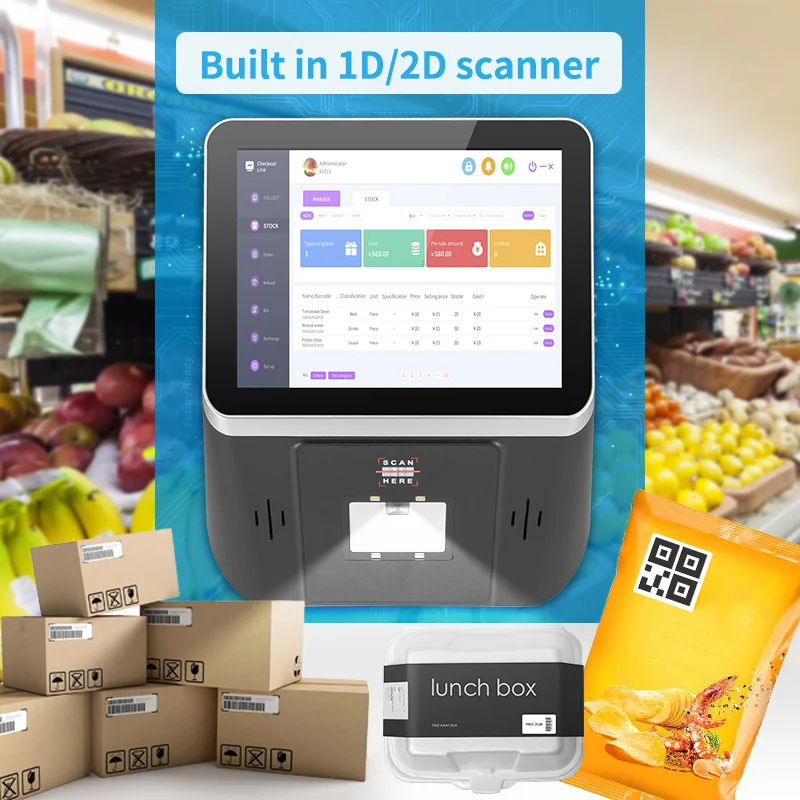 8 inch Android Windows Touch Screen Cash Register Tablet All In One Barcode Scanner Pos Price Checker For Supermarket