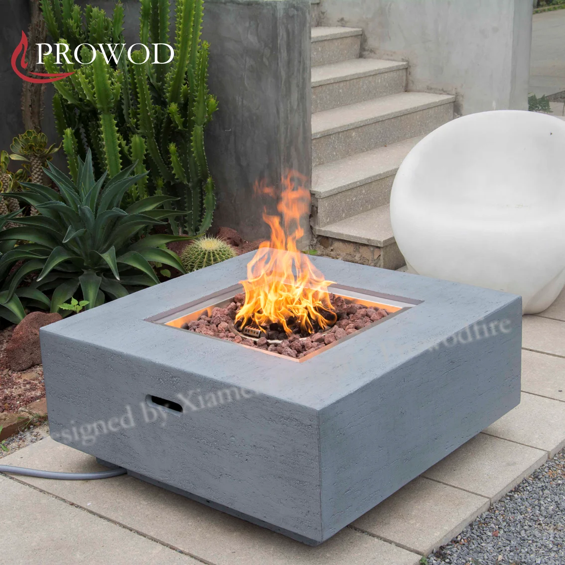 Garden Decoration Concrete fireplace LPG and NG Fire Pits Outdoor Square Fire Table