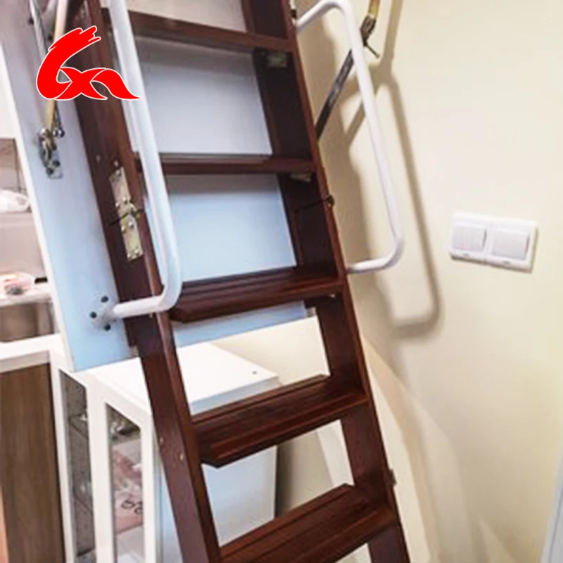 Безопасная и стабильная складная лестница из дуба с поручнями