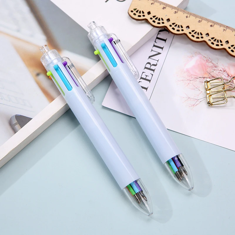 Huimai cartoon flamingo 6 in 1 multicolor ballpoint pen  refill 6 color pen  with custom logo