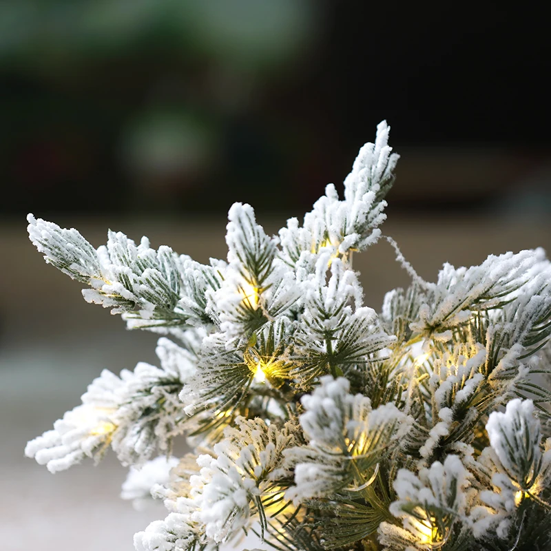 12 inch PE led Christmas tree Pre-lit Snow Flocked Small Christmas Pine Trees with warm lights