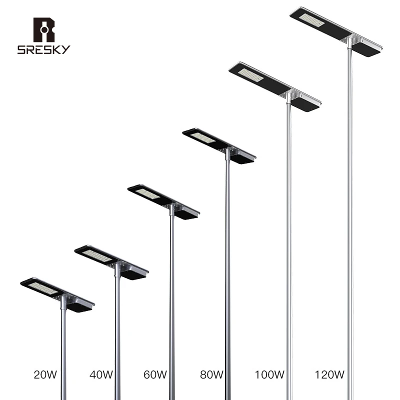 High powered all in one IP65 waterproof outdoor 60w 100w led solar street  light