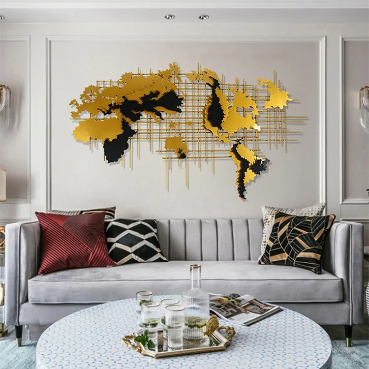 Luxury Gold Metal Hallway Decoration 3D Wall Map