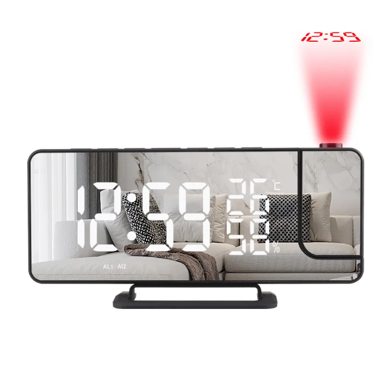 2022 New Multi-Function Radio Projection Alarm Clock Creative Electronic Led Temperature Humidity Digital Projection Clock