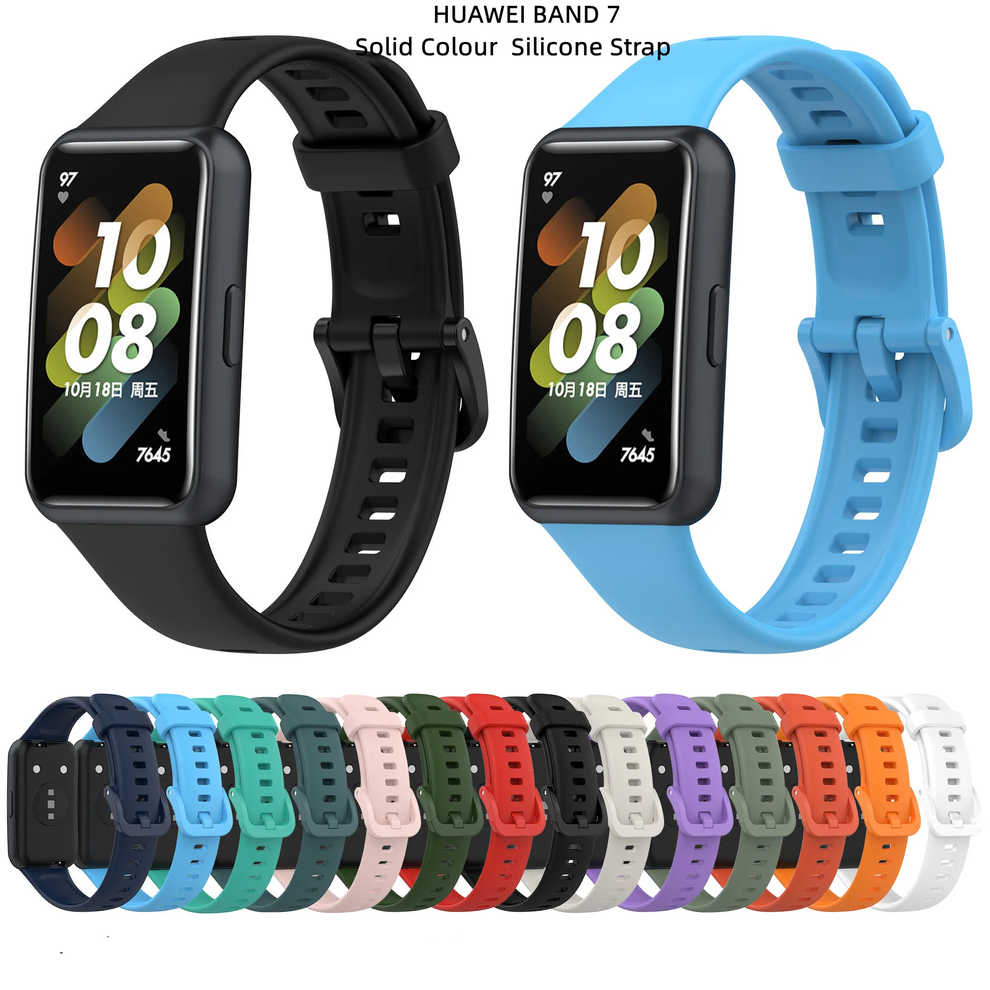 Solid colors TPE material  watch strap for Huawei band 7