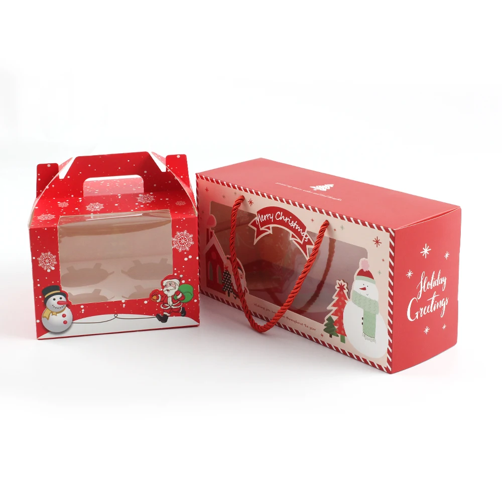 Ready Stock Merry Christmas Cupcake Cookie Macaron Bakery Cake Christmas Gift Box Packaging Boxes ZWith Insert