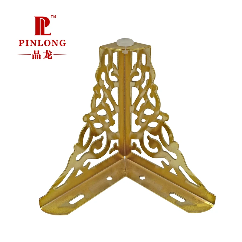 Pinlong Wholesale Hot-selling Electroplated Furniture Legs Hardware Fittings Gold Sofa Legs Skeletonized Pattern Cabinet Legs