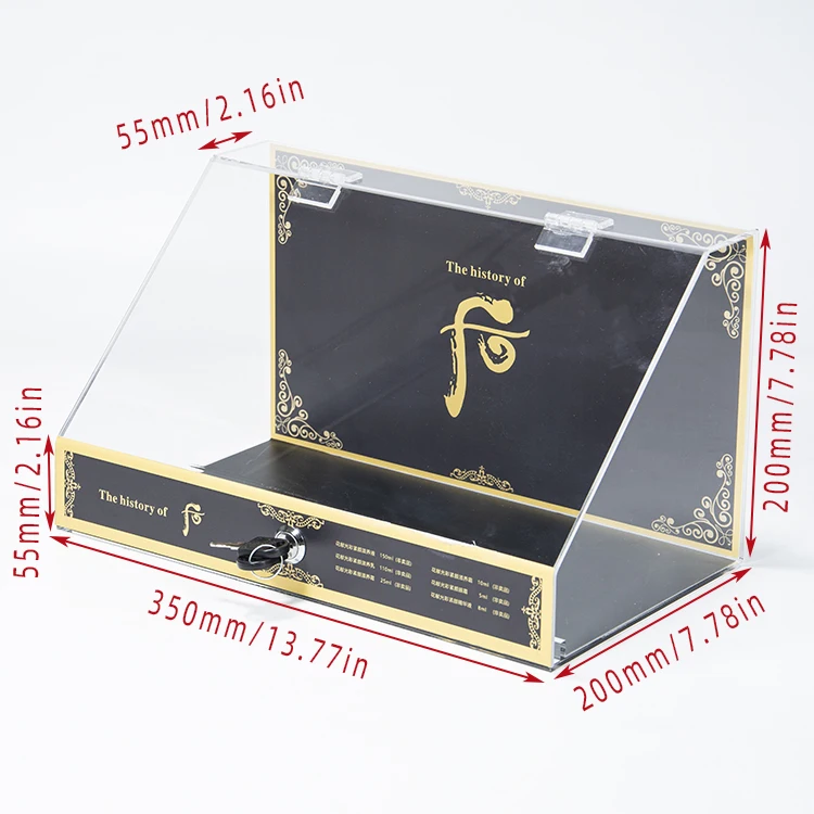 Custom Display Stand Rack Retail Store Exhibition Advertising Lucite Acrylic Counter Display Rack with Lock Silk Logo