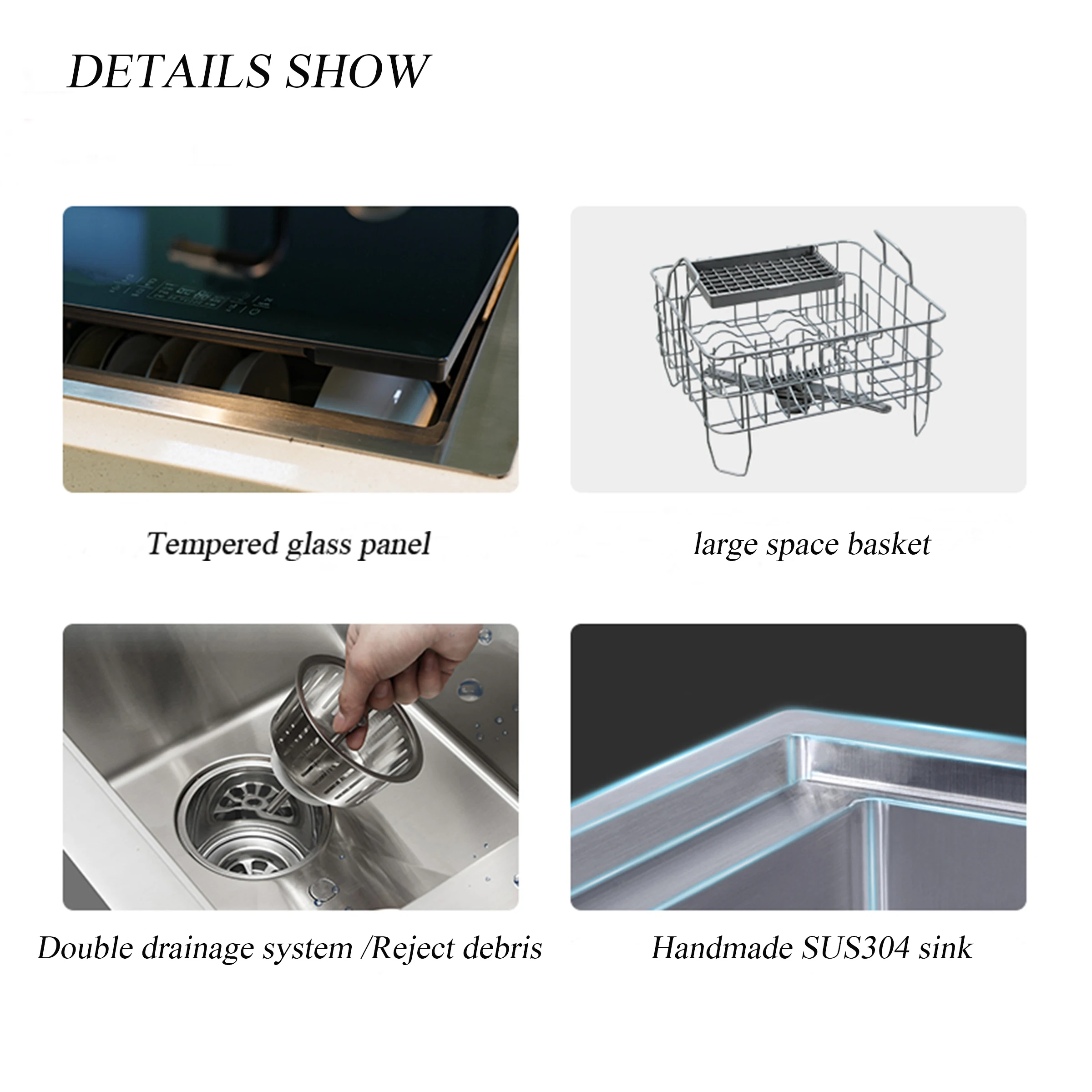 integrated sink dishing washer integrated SUS304 integrated sink dishwasher digital Lavaplatos sink dishwasher