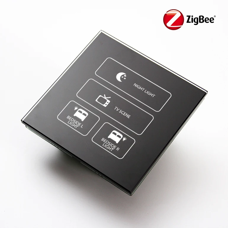 New Arrival Zigbee 24.GHz Wireless Temper Glass Touch Switch with APP Control, Intelligent Network,Support Customize