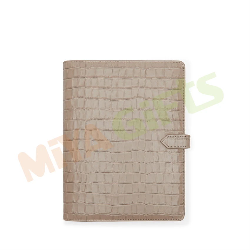 Custom A4 A5 B5 B6 leather crocodile pebble spiral notebook planner cover refillable wire o-binding journal agenda organizer
