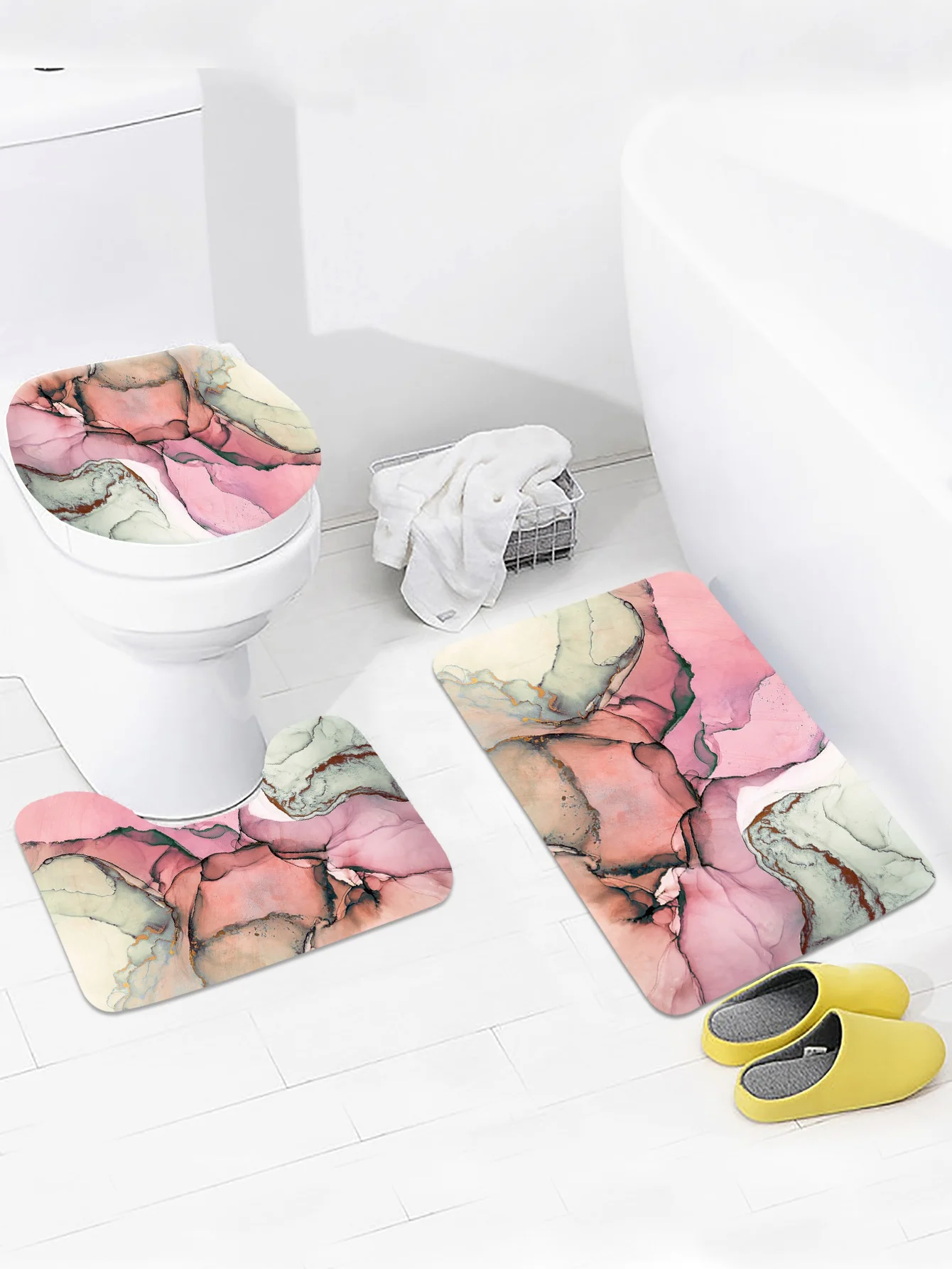 Marble Pattern bath rugs set Toilet Carpet Rug Sets Bathroom Anti Slip 3 Pieces Bath Mat Sets floor mat