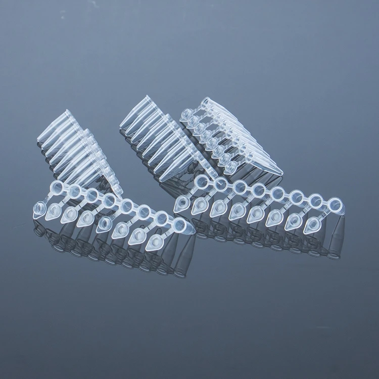 China Manufacturer Flat Cover Thin Wall Sterile Plastic PCR tubes 8 Strip PCR Tubes 0.2ml