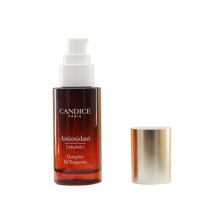  Custom Color Luxury 40ml Press Pump Essence Glass Bottle Foe Cosmetic