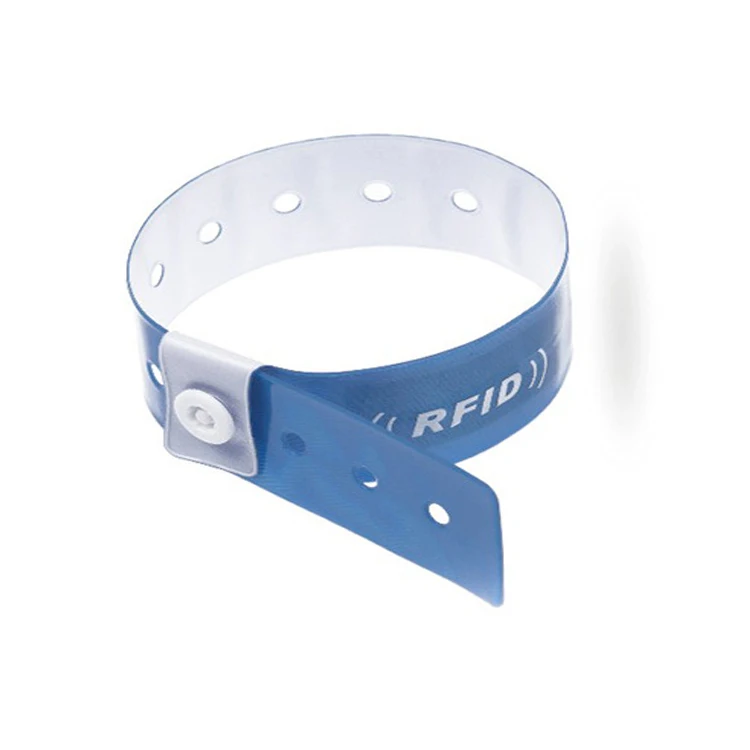 NFC213 Vinyl Hotel Bracelets One Time Use Identification PVC Button wristbands