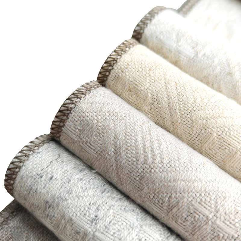 Golden Linen Look Curtain Fabric for Home Decor Blackout and Upholstery Material Knitted Technique for Curtains and Sofa