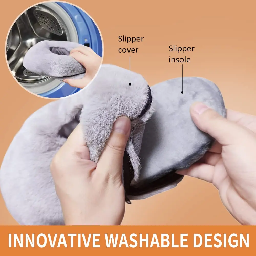 Winter Electric Heated Feet Warmers Plush Heating Shoes Indoor Housewear Slippers