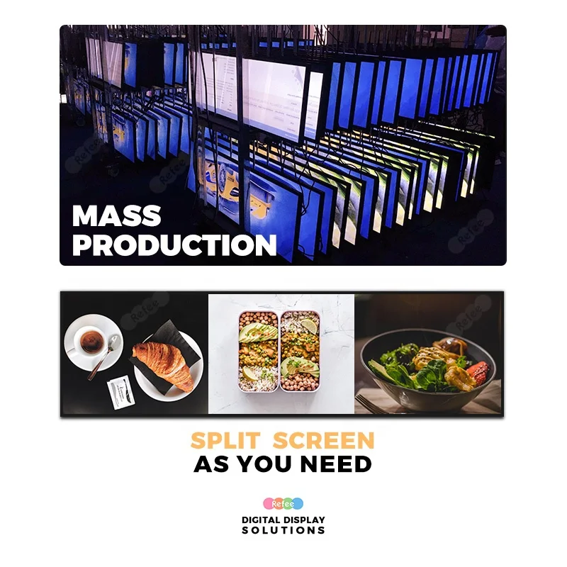 OEM Stretched Bar LCD Display Digital Shelf Edge Strip Screen 4K Monitor Android Panel Sign Ultra Wide Shop Advertising Signage