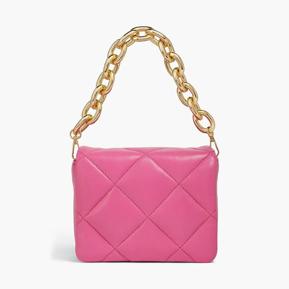 2024 Trendy Should bags Wholesale Fashion Hot Pink Women Lager Unique Metal Chain Diamond Clutch bag handbags
