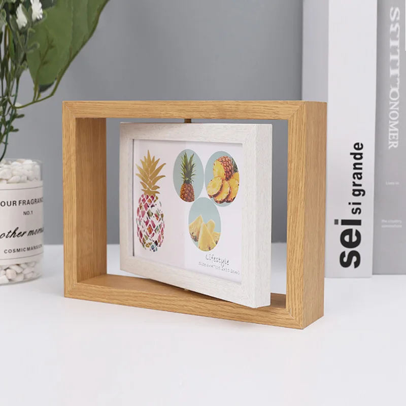creative Nordic personality rotating photo frame table double sided photo frame living room office gift ornaments