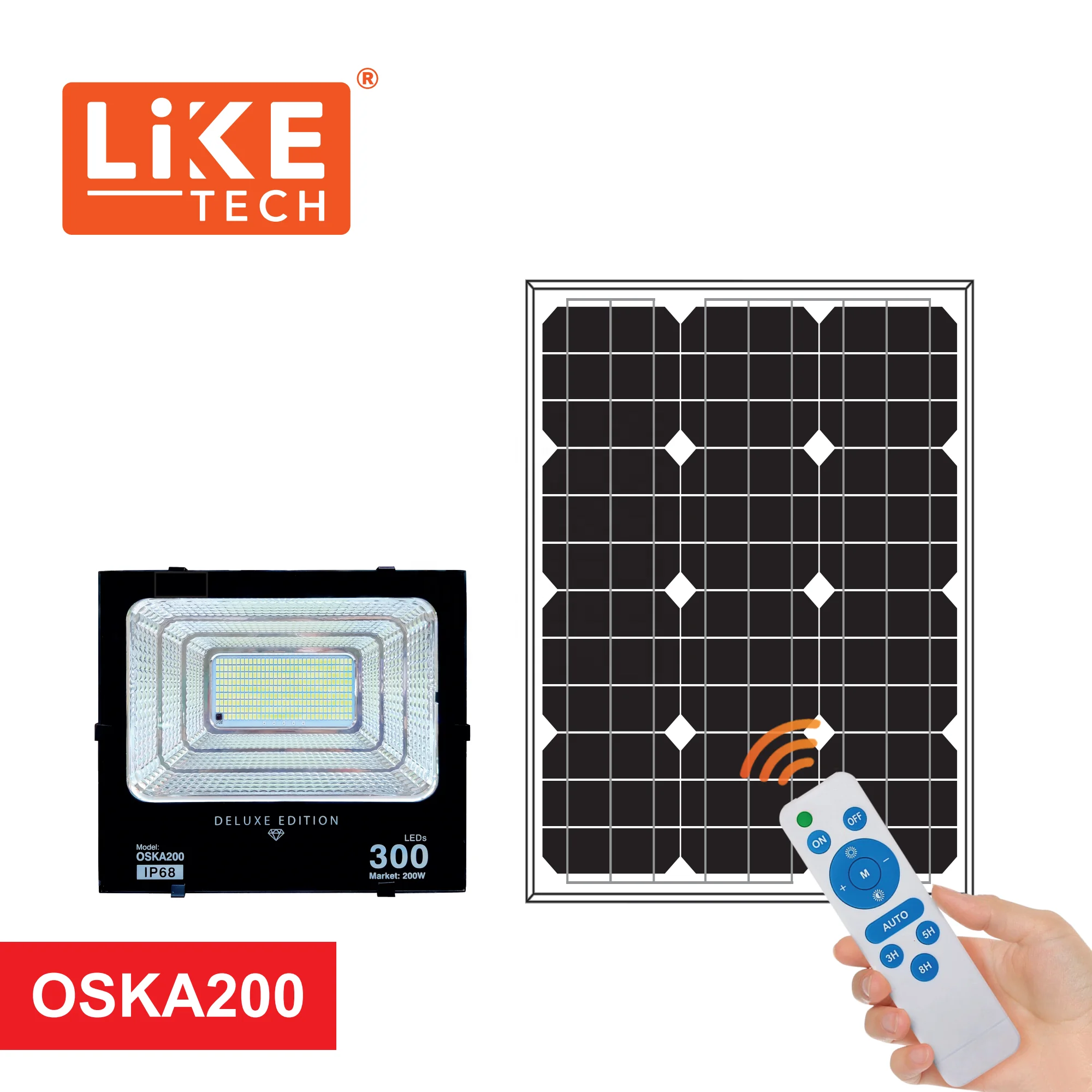 Liketech topsale 100 watt led flood light 200W cold white Brightness adjustable led solar flood light outdoor 2 years warranty