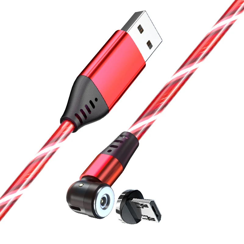3 в 1 Магнитный usb-кабель для зарядки вращается на 540 градусов светодиодный световой зарядный