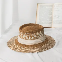 Unisex Paper Straw Sun Fedora Hat for Women and Men Packable Beach Hat Wide Brim Panama Hat