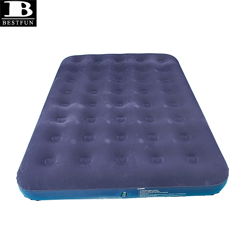 downy flocked surface full size inflatable air mattress bed sleeping pad portable camping airbed furniture for outdoor, tent