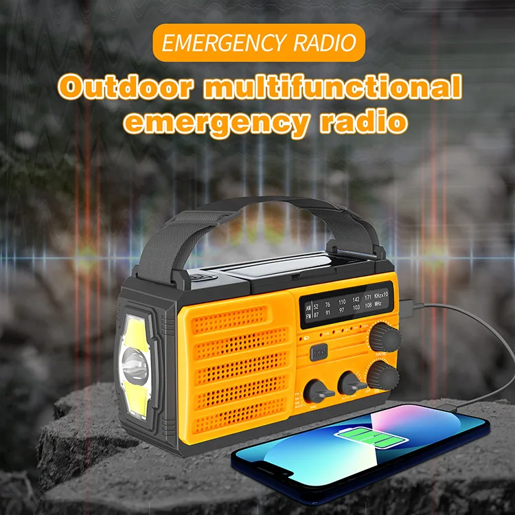 Emergency Solar Multifunction Weather Alert Hand Crank Usb Phone Charger