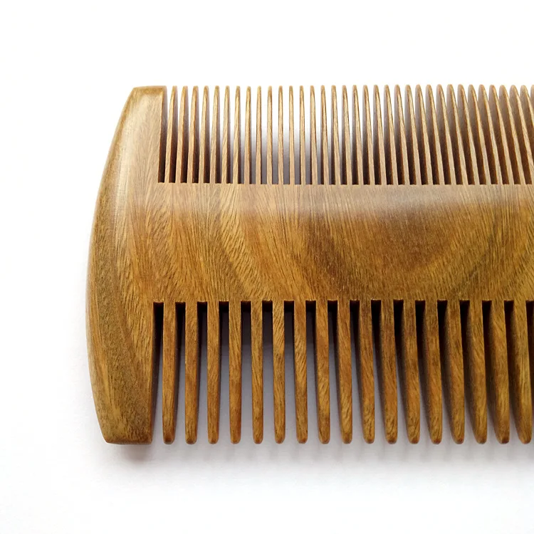
Portable Green sandalwood double sided beard shaving comb wooden Pocket comb with logo for men 