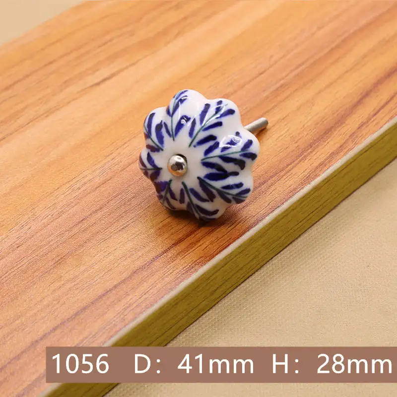  American ceramic handle retro describes art drawer ambry door wardrobe blue and white
