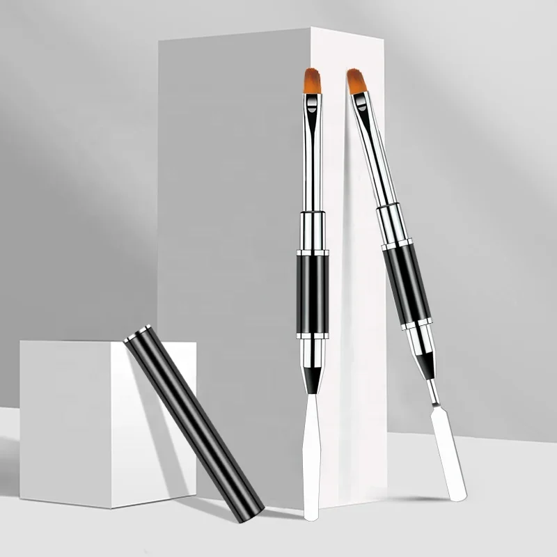 High Quality Dual-Ended Nail Spatula Brush Poly Gel Pusher Tool Extension Gel Nail Brushes