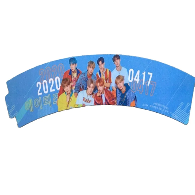 Custom printed kpop cup sleeves reflective  cup holder glitter  hot paper kpop cup sleeve