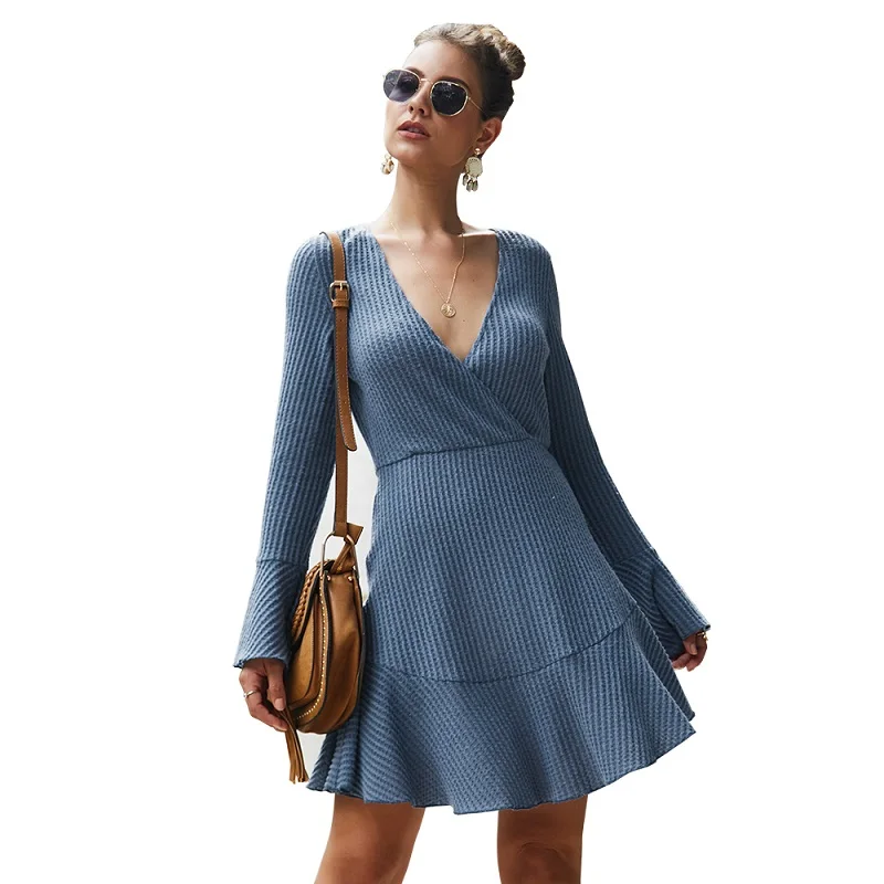2022 casual dresses custom clothing autumn winter knit dress casual cotton dresses plus size