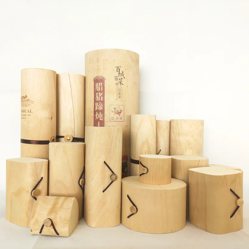 High Quality Low Price Christmas Gift Packaging Soft Wood Birch Bark Chocolate Candy Macarons Glasses Wooden Storage Box