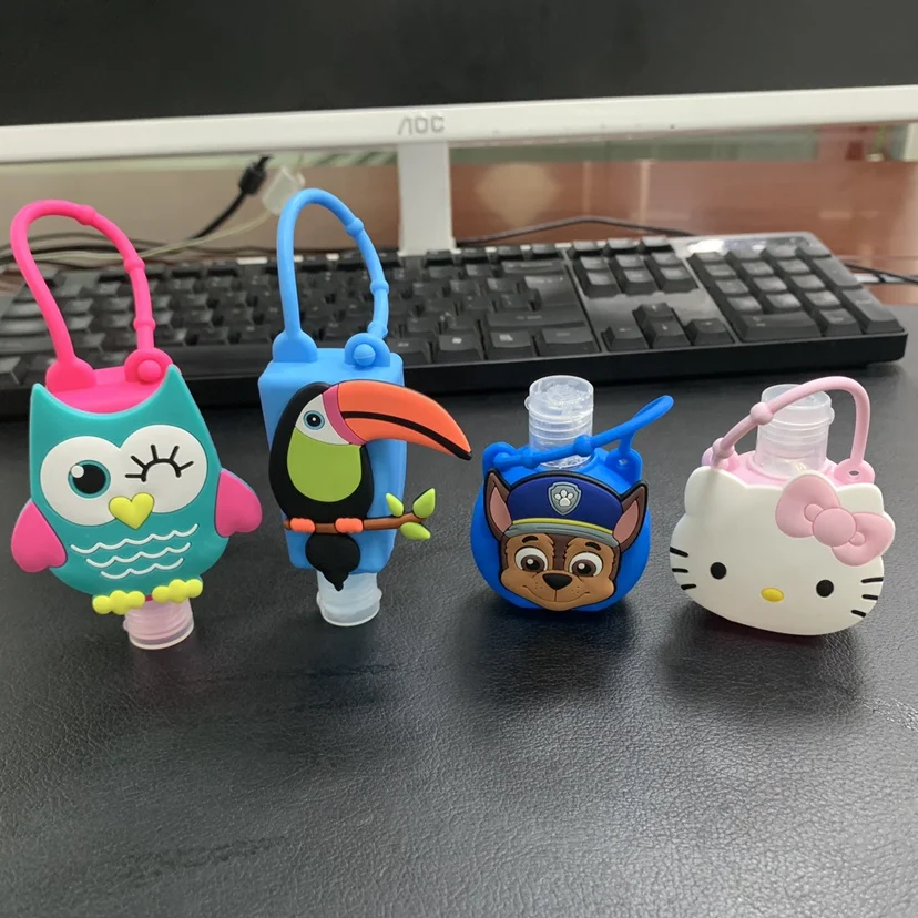 Custom Animal Shape Liquid Soap Container 30ml Silicone Bottles Travel Pocketback Hand Gel Sanitizer Bottle with Silicone Holder