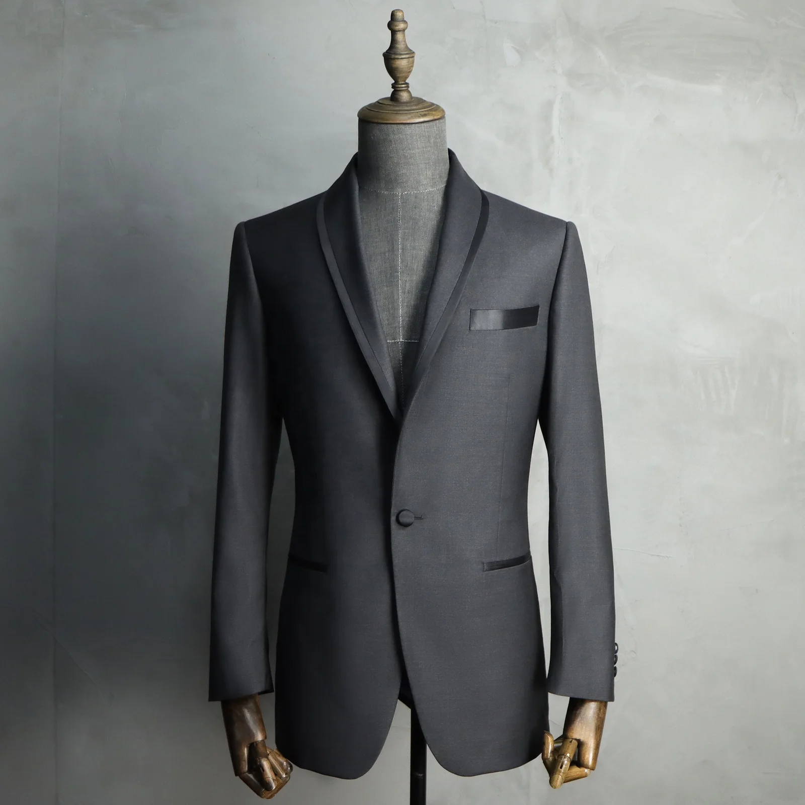 MTM Classic black tuxedo suit Mens Shawl Lapel  Tailor Custom Black Tuxedo Bespoke Wedding Groom Suit Wool  2 Piece Suit Set