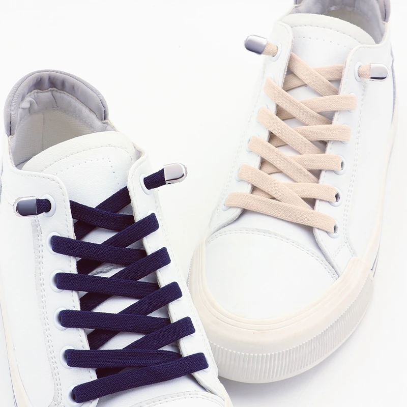 No Tie Shoe Laces Elastic Laces Sneakers Tennis Flat Shoelaces Without Ties Kids Adult 8mm Wide Shoelace Shoes Accessories 1Pair
