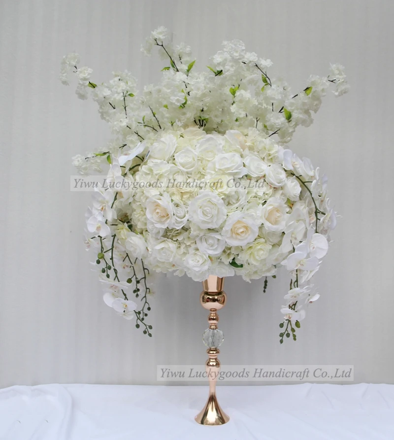 
lfb405-white 70cm large customize round wedding artificial rose Flower Balls for wedding table decoration 