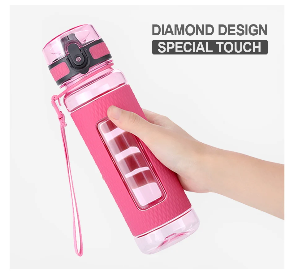 950ml Water Bottle With Motivational  Removable Strainer,Fast Flow Bpa Free Non-Toxic For Fitness, Gym And Outdoor Sports